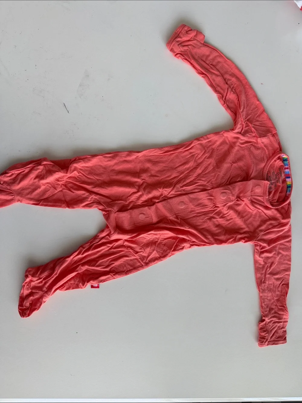 Magnetic Me Coral Long-Sleeve Footed One-Piece